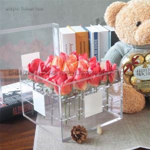 Fabbrika Provvista Lucite Materjal Exquisite Akriliku Fjuri Box Kaxxa Gift Bejgħ bl-ingrossa